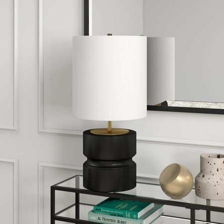 HUDSON & CANAL 27 in. Tall Pax Table Lamp with Fabric Shade, Matte Black & Brass TL1460